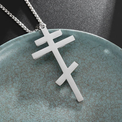 Men's Titanium Steel Stylish Trinity Cross Necklace
