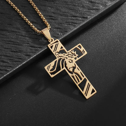 Men's Titanium Steel Stylish Trinity Cross Necklace