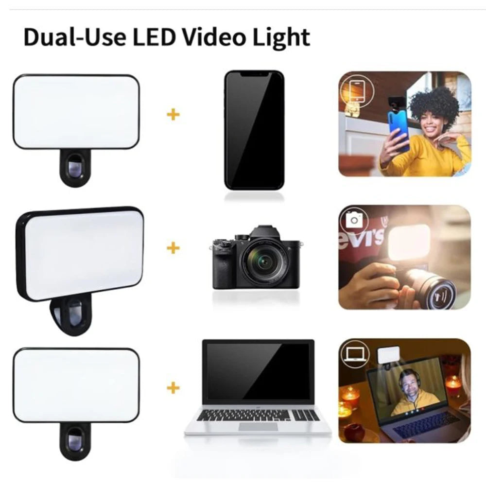 New Portable Mini Selfie Fill Light Rechargeable 3 Modes Adjustable Brightness Clip On For Mobile Phone Computer Fill Light