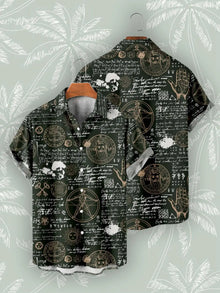 Hawaiian Shirts For Men's Skull Summer Casual Short Sleeve Y2k High Quality Oversized Streetwear Vintage Beach Tops Clothing