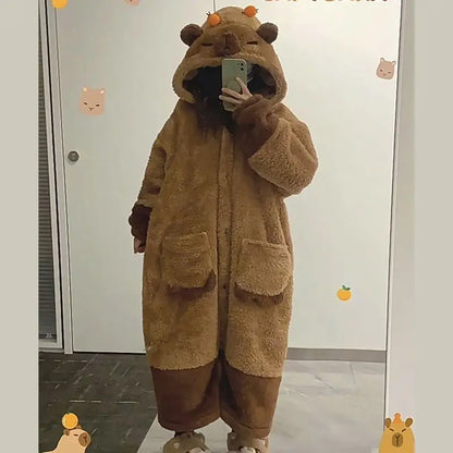 Capybara Kigurumi Onesie – Cozy Winter Pajama Costume