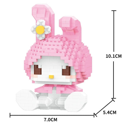 Sanrio Anime Hello Kitty My Melody Cinnamoroll Pompompurin Kuromi Friends Building Blocks Bricks Girl Children Kid Toy Gift Set