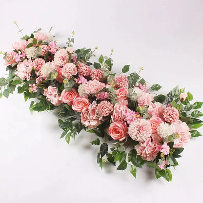100cm Luxury White Rose Artificial Flower Row Wedding Table Centerpiece Flowers Backdrop Wall Arches Decor Party Stage Floral