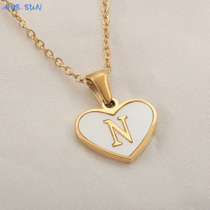 Heart Shell Initial Necklace