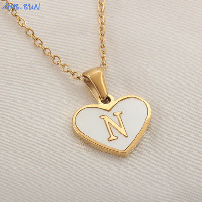 Heart Shell Initial Necklace