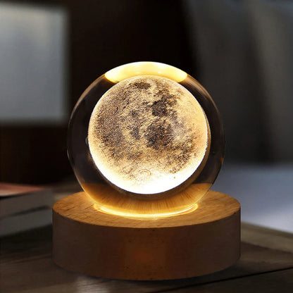 3D Crystal Lamp with Galactic Projection – USB Night Light