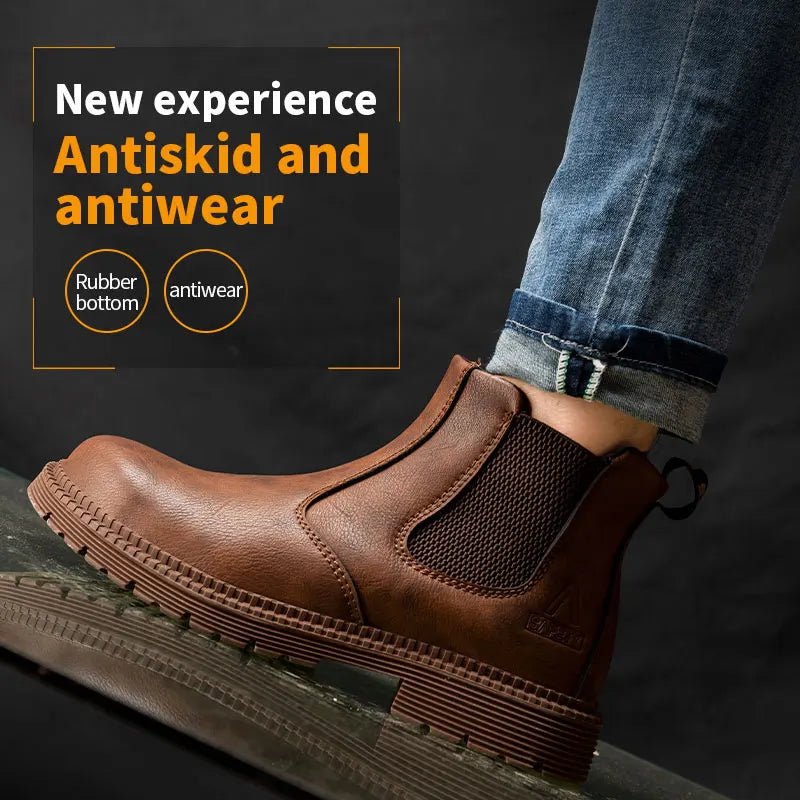 Men's Waterproof Steel Toe Leather Safety Work Shoes 2024
