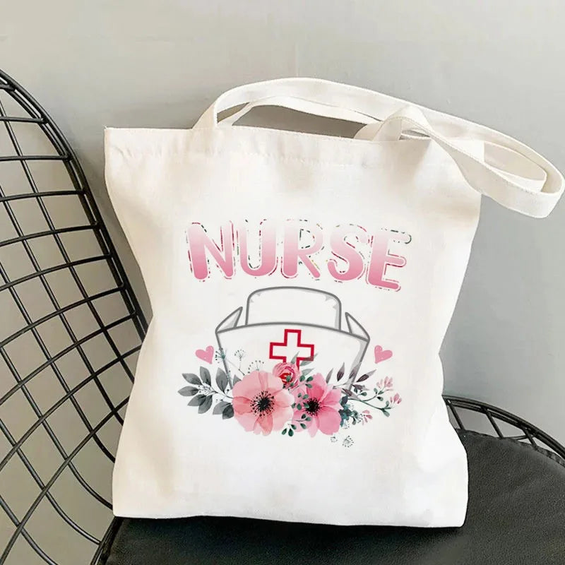 Nursing Essentials Women Shoulder Bag Harajuku Resuable Shopping Bags Lady Canvas Tote Handbag Eco Large Capacity Girls Handbags