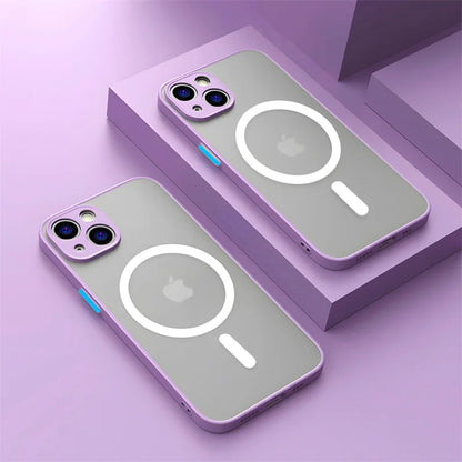 Luxury Matte For Magsafe Case For Apple iPhone 15 14 13 12 11 Pro Max Plus Magnetic Wireless Charging Soft Protection Accessorie