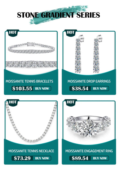 Full Moissanite Tennis Necklace with Certificate 3-5mm Size Gradient Diamond Necklaces for Women 925 Sterling Silver Neck Chain