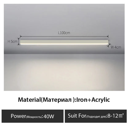 Contemporary Long Strip LED Ceiling Light Fixture for Balcony, Aisle, Bedroom, and Living Room Decor