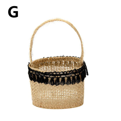 Wedding Lace Burlap Flower Basket Linen Candy Storage Bag Wedding Party Baby Shower Favour Gift Bag