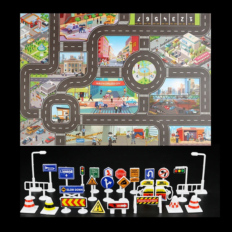 Deluxe Kids City Traffic Rug – Interactive Car Play Mat