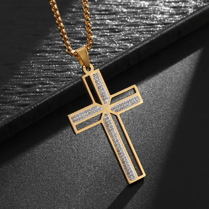 Men's Titanium Steel Stylish Trinity Cross Necklace