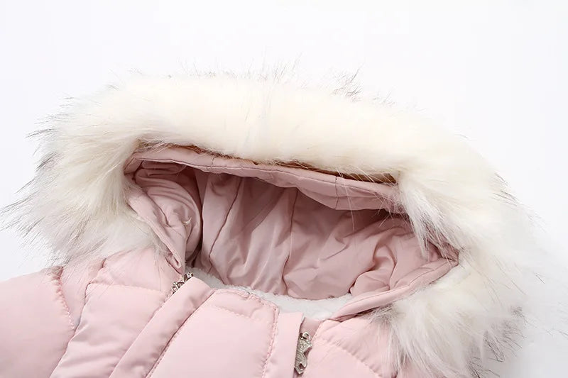 Winter Baby Down Jumpsuit – Wool Hooded, Snowproof & Warm