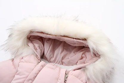 Winter Baby Down Jumpsuit – Wool Hooded, Snowproof & Warm