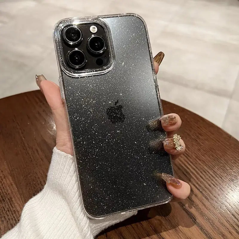Glitter Shockproof Transparent iPhone Case – Stylish & Durable Protection