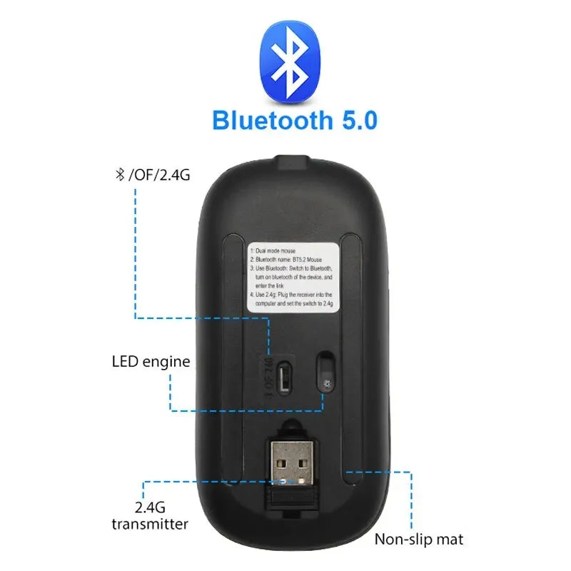Smooth Wireless Mouse RGB Bluetooth Mouse - Sleek & Responsive