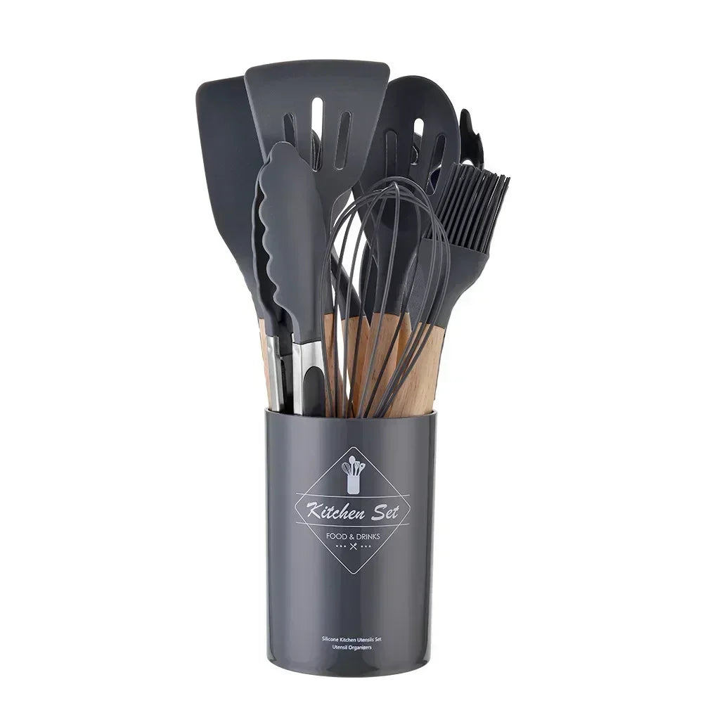 12PC Set Food Grade Silicone Kitchen Cookware Utensils