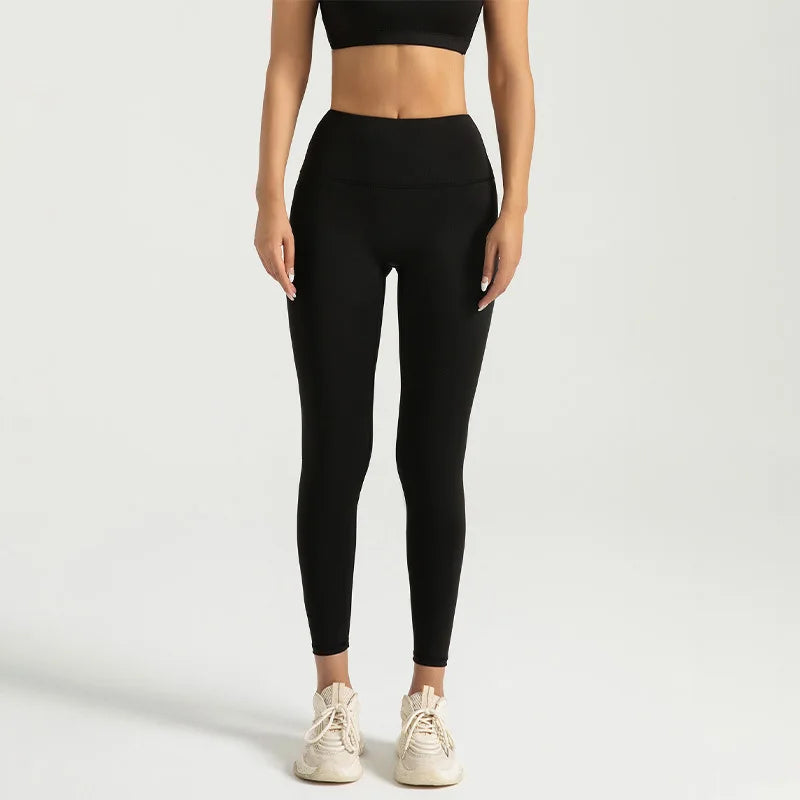 Women's Pink Tropical Print High-Waisted Yoga Leggings