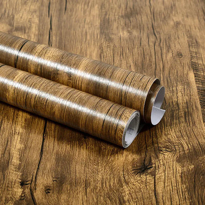 Modern Wood Stripe Home Wallpapers for Furnitures Wall Restore DIY Decorable Films PVC Self-adhesive Vinyl Wall Sticker in Rolls