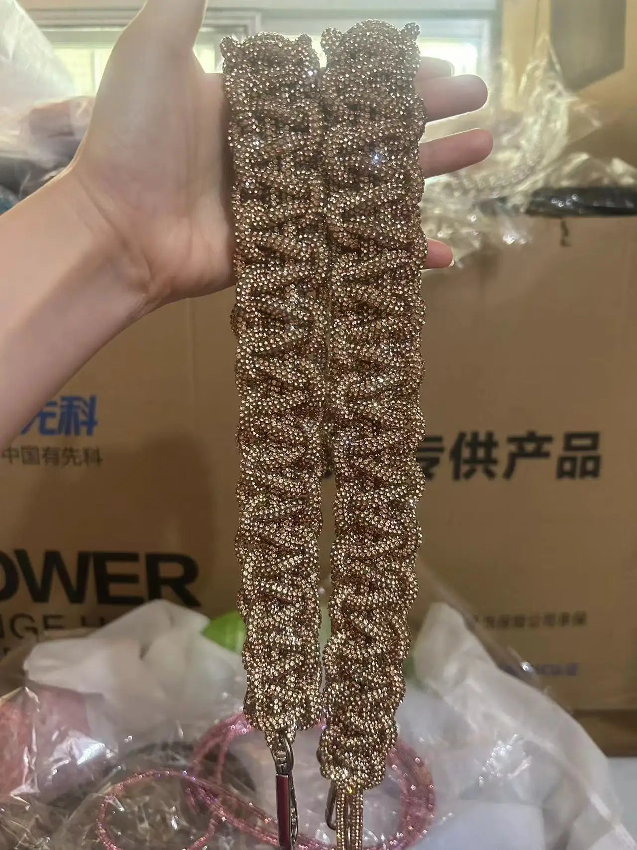 Crystal Rhinestones Diamond Woven Handmade Bag Strap For Handbag Purse Crossbody Shoulder Strap Glitter Belt Bag Accessories