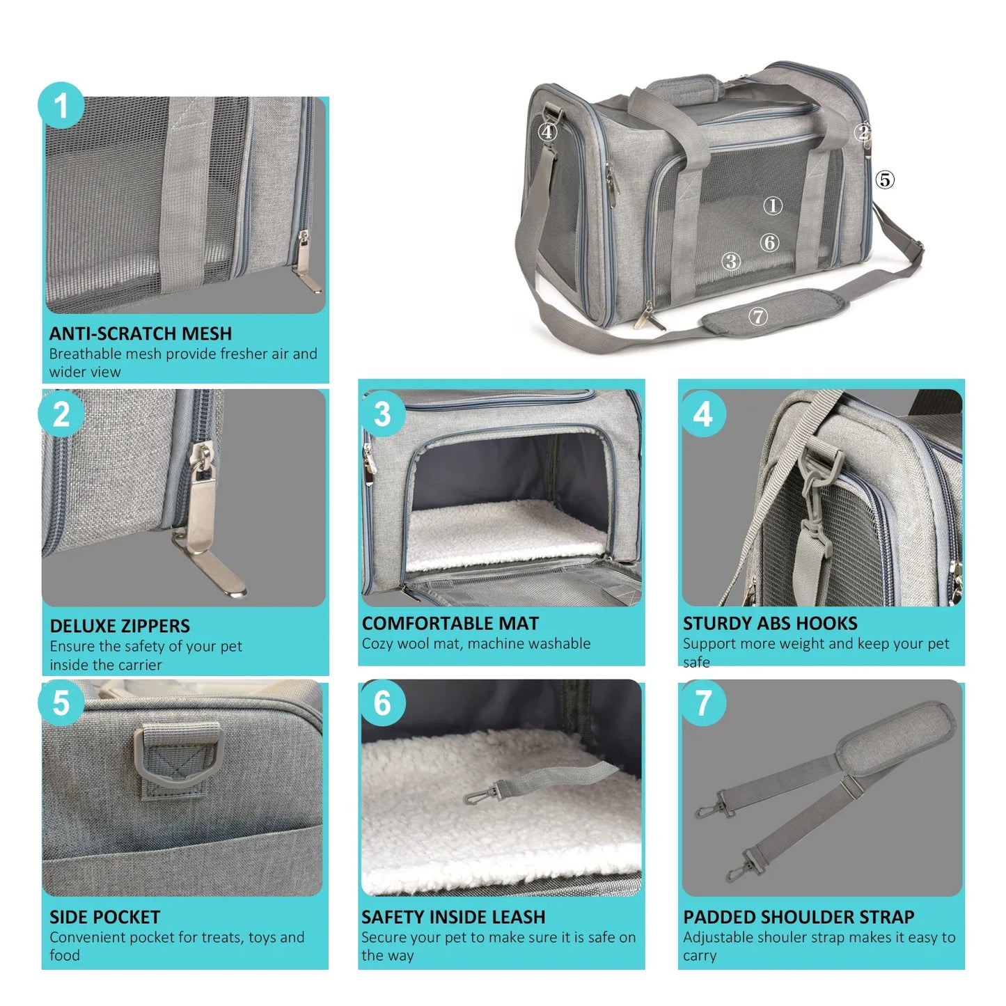Pet Travel Bags Airline Approved Transport for Small Dogs Cats