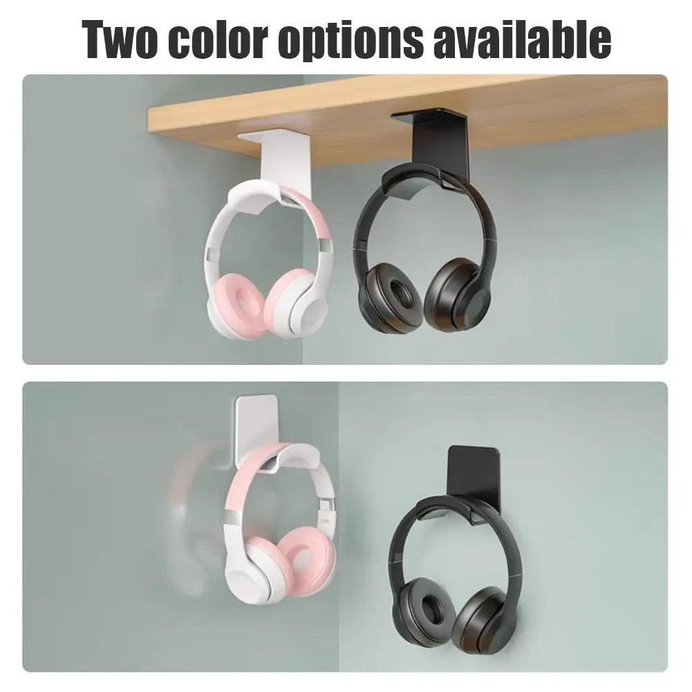 Universal Headphone Stand Adhesive Wall Mount Under Desk Rack Holder for Gaming Earphones & Headset Support Bracket