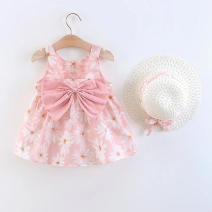 Daniela Daisy Print Back Big Bow Decor Beach Dress