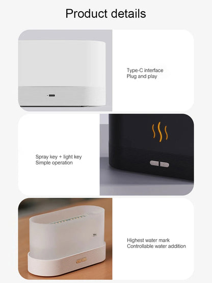 Vissko Aroma Flame Diffuser 180ML Air Humidifier Ultrasonic Aromatherapy Cool Mist Maker Essential Oil Lamp Difusers For Home