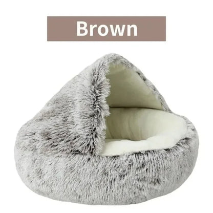 Soft Plush Round Cat Bed Pet Mattress Warm Comfortable Basket Cat Dog 2 in 1 Sleeping Bag Nest for Small Dogs