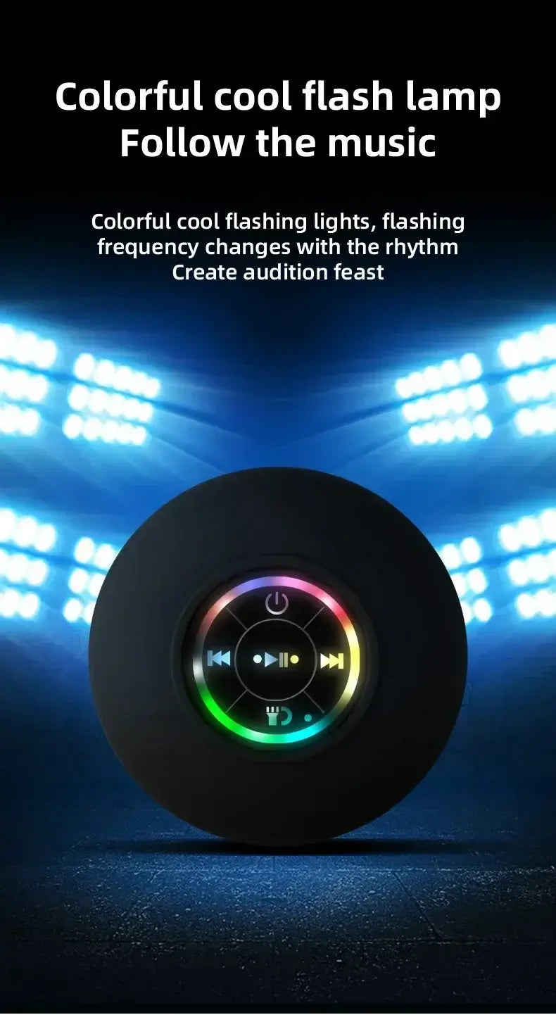 VIKEFON Portable Bluetooth Audio Ipx4 Waterproof Led Lights Bathroom Outdoor Large Suction Cup Can Be Adsorbed Wall Speaker