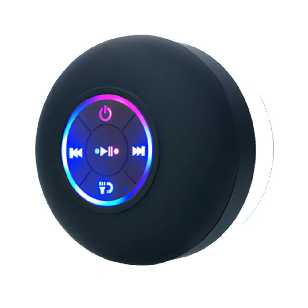 Portable Wireless Bluetooth Speaker – LED IPX4 Waterproof Mini Stereo Sound Box with Large Suction Cup