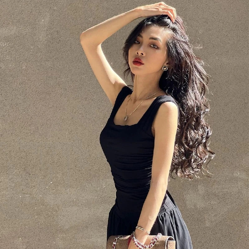 Sexy Black Maxi Dress - Summer Party Ruched Bodycon Style