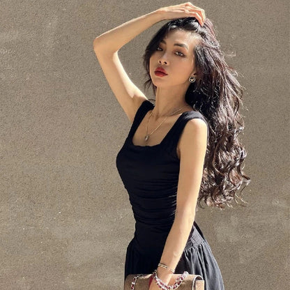 Sexy Black Maxi Dress - Summer Party Ruched Bodycon Style