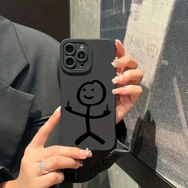 Cute Cartoon Matchman Matte Silicone Phone Case For iPhone 16 11 12 13 14 15 Pro Max XR XS X 7 8 Plus SE 2020 Soft Back Cover