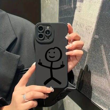 Cute Cartoon Matchman Matte Silicone Phone Case For iPhone 16 11 12 13 14 15 Pro Max XR XS X 7 8 Plus SE 2020 Soft Back Cover