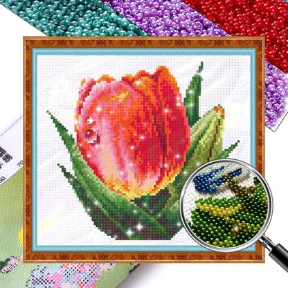 Partial Embroidery Beads Printed 9CT Flower Cross Stitch Kit Home Art Craft Bead Embroidery Wall Hanging for New Year Gift
