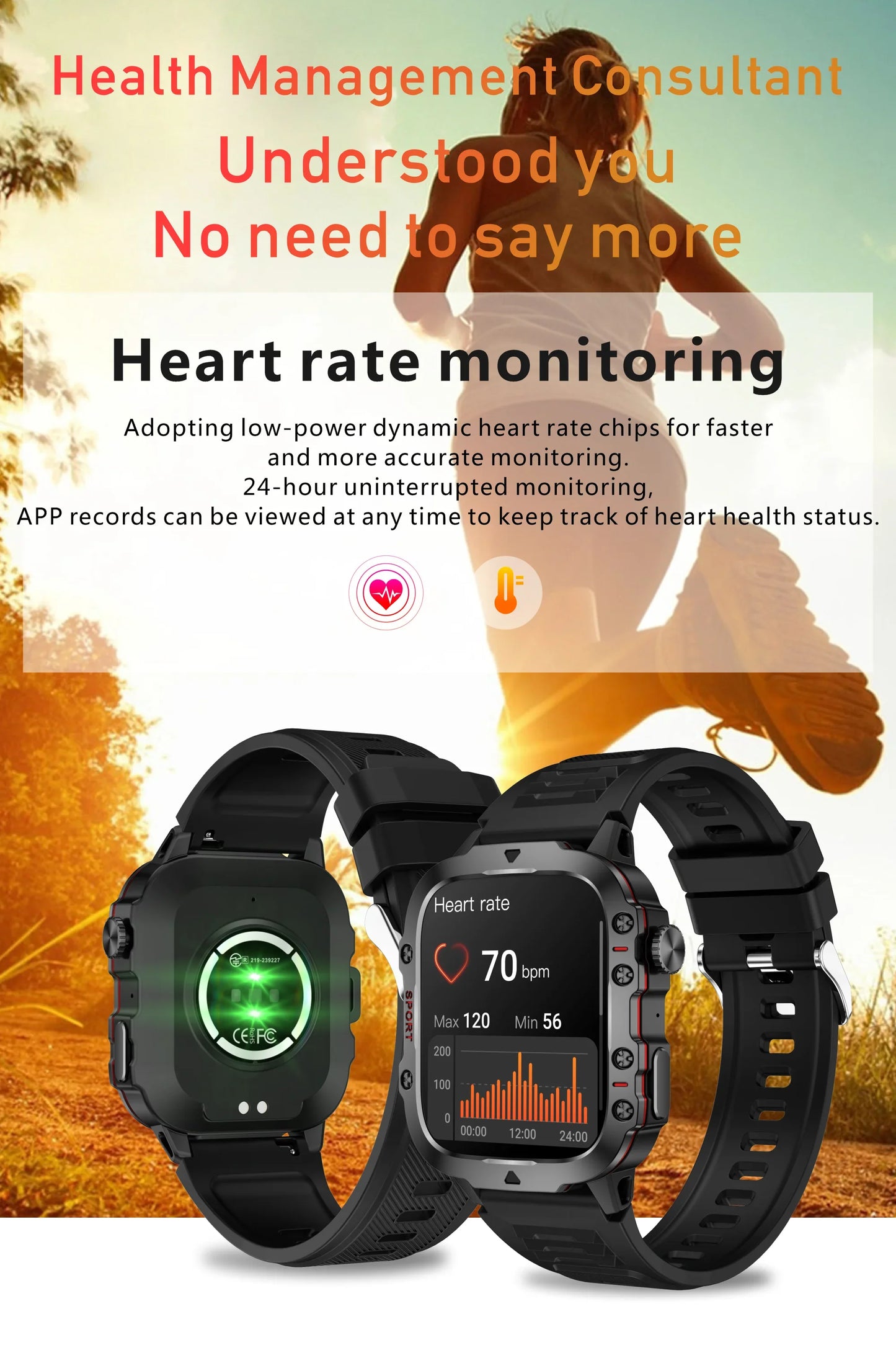 Rugged Outdoor Military Smartwatch for Men with GPS & Health Tracker