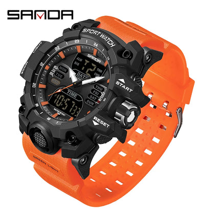 LED Digital Men Watch with Double Display and Quartz Movement