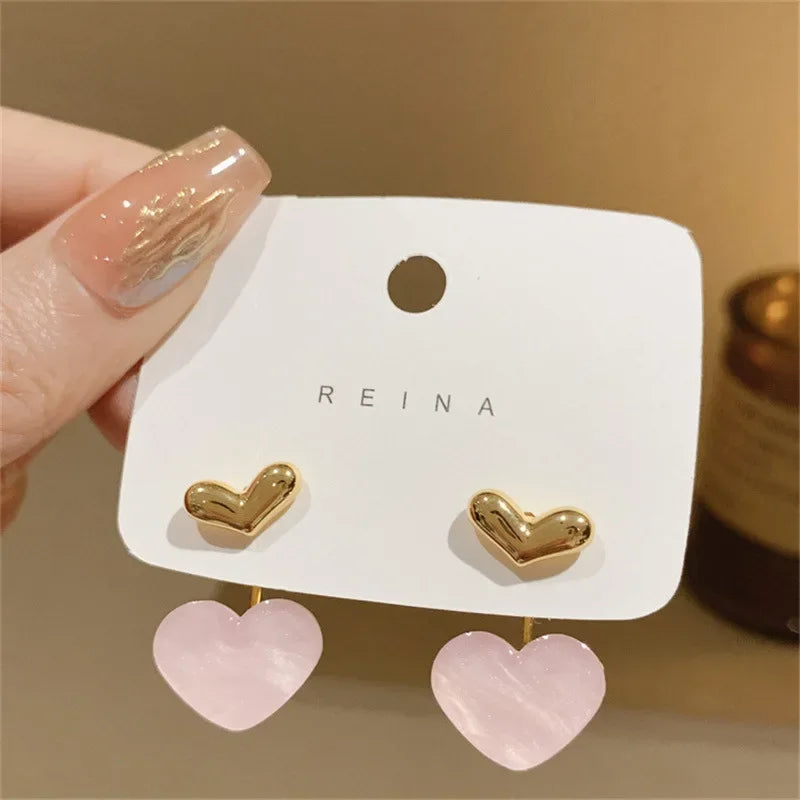 Elegant Heart Pearl Drop Earrings for Women