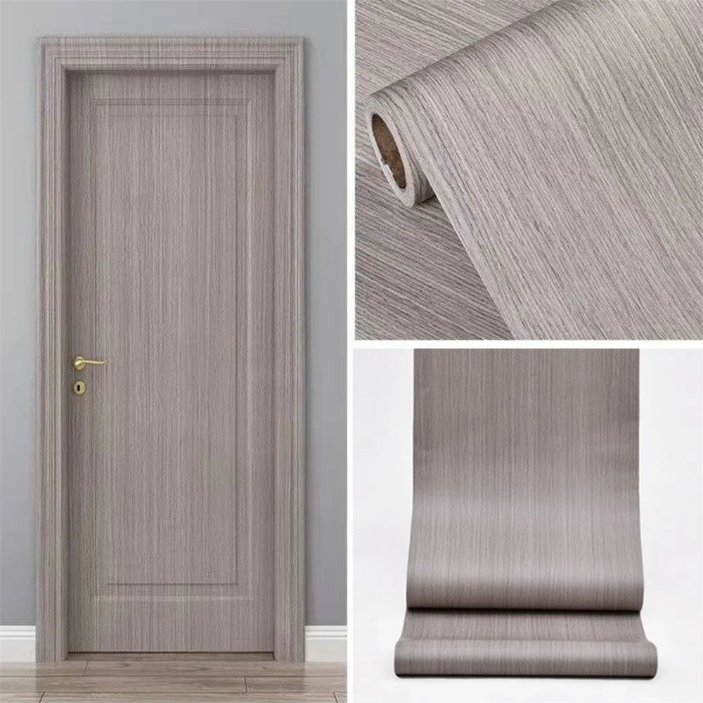 90 Width Wood Grain Door Stickers for Wardrobe Cupboard Table Closet Furniture Waterproof PVC Self Adhesive Wallpaper Home Decor