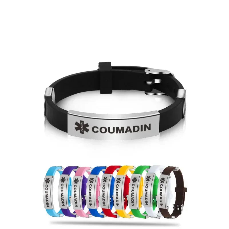 Type 1 Diabetes Medical Alert ID Bracelets for Men Woman Kids Adjustable Silicone Bangles ICE SOS Jewelry