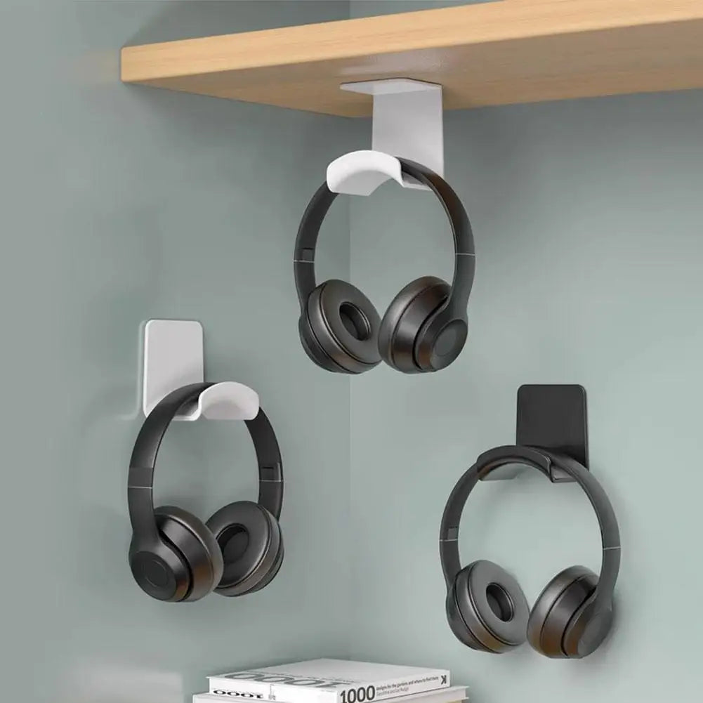 Universal Headphone Stand Adhesive Wall Mount Under Desk Rack Holder for Gaming Earphones & Headset Support Bracket