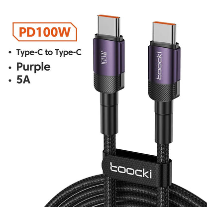USB Type A to USB C Cable 100W/6A PD Fast Charging Charging Wire for Laptop Macbook Xiaomi Samsung USBC Type C Cable 2 Meters