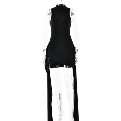 Women's Sleeveless Turtleneck Bodycon Mini Dress – Elegant & Comfy