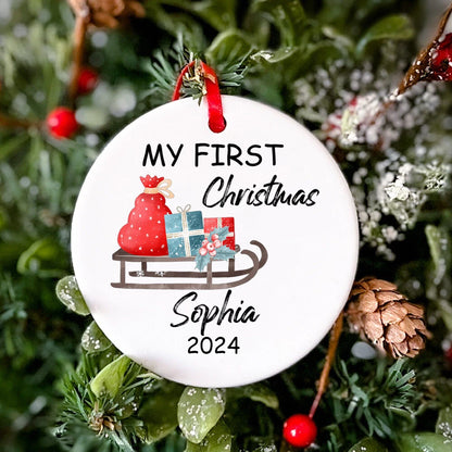 Personalized  Baby First Christmas Ceramic Ornament