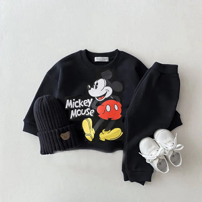 Mickey Mouse Print Hoodie & Trousers Set