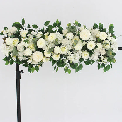 100cm Luxury White Rose Artificial Flower Row Wedding Table Centerpiece Flowers Backdrop Wall Arches Decor Party Stage Floral