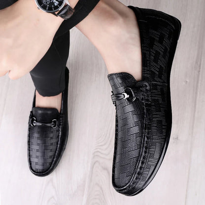Men Leather Black Business Casual Loafers